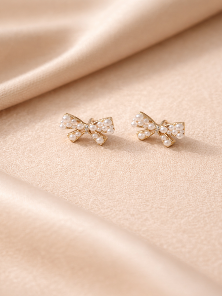 Nova Bow Earrings(Silver Plated)