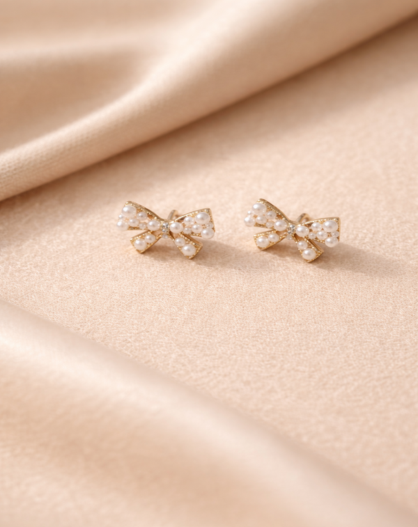 Nova Bow Earrings(Silver Plated)