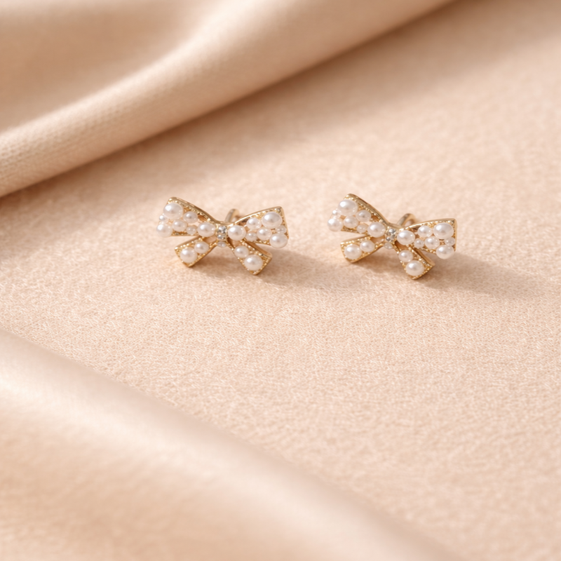 Nova Bow Earrings(Silver Plated)