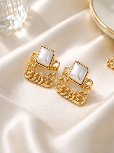 Lunar Frame Stud Earrings
