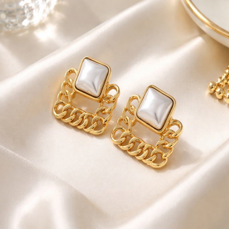Lunar Frame Stud Earrings
