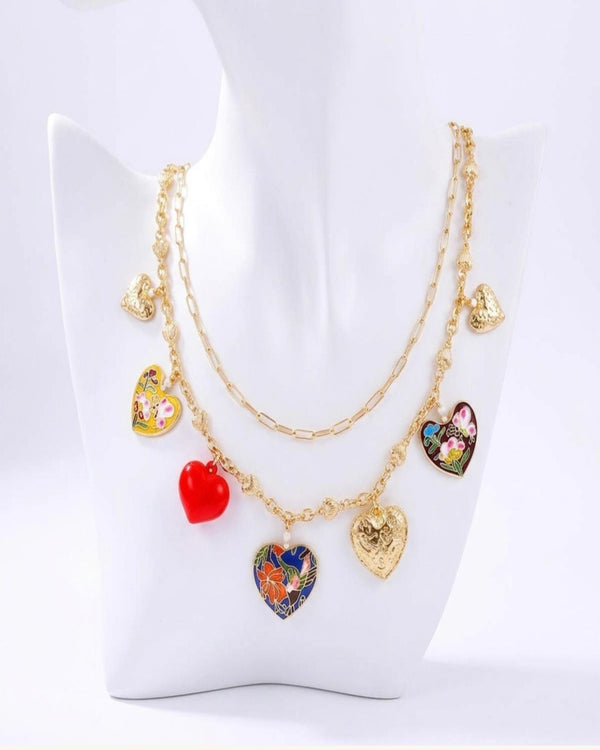 Stellar Heart Charm Gold Plated Chain