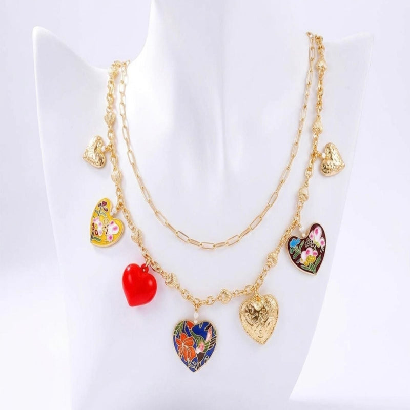 Stellar Heart Charm Gold Plated Chain