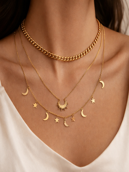 Star Charm 18K Gold Plated Chain