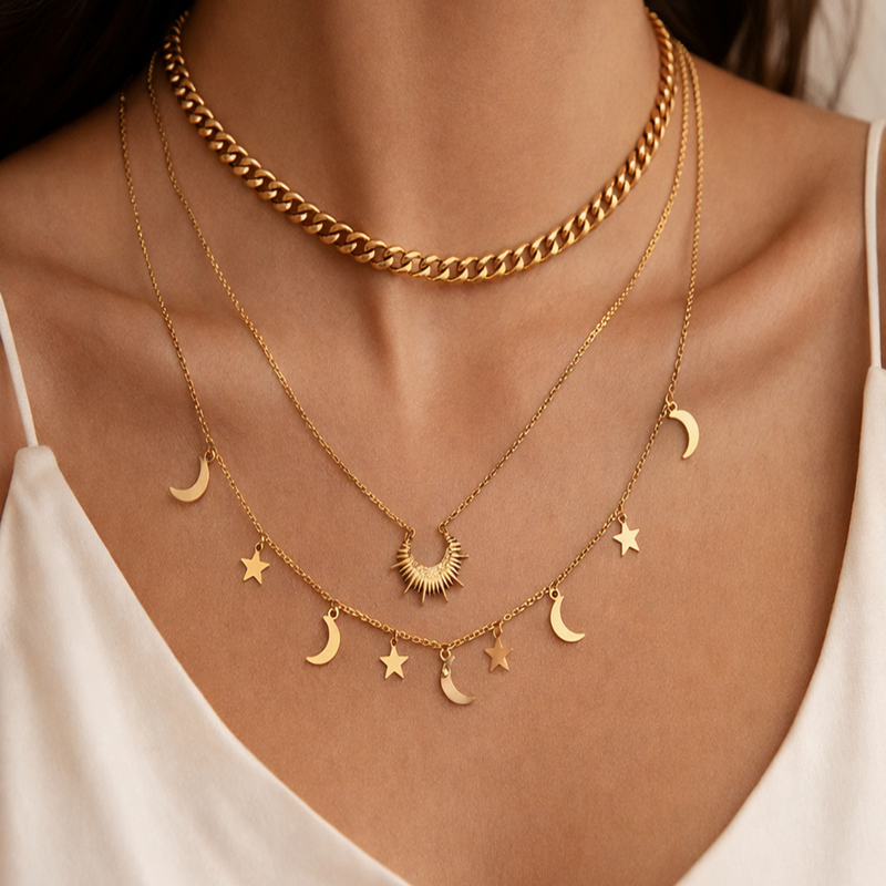 Star Charm 18K Gold Plated Chain