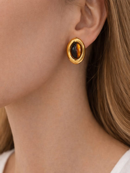 Amber Orbit 18K Gold Plated Earrings