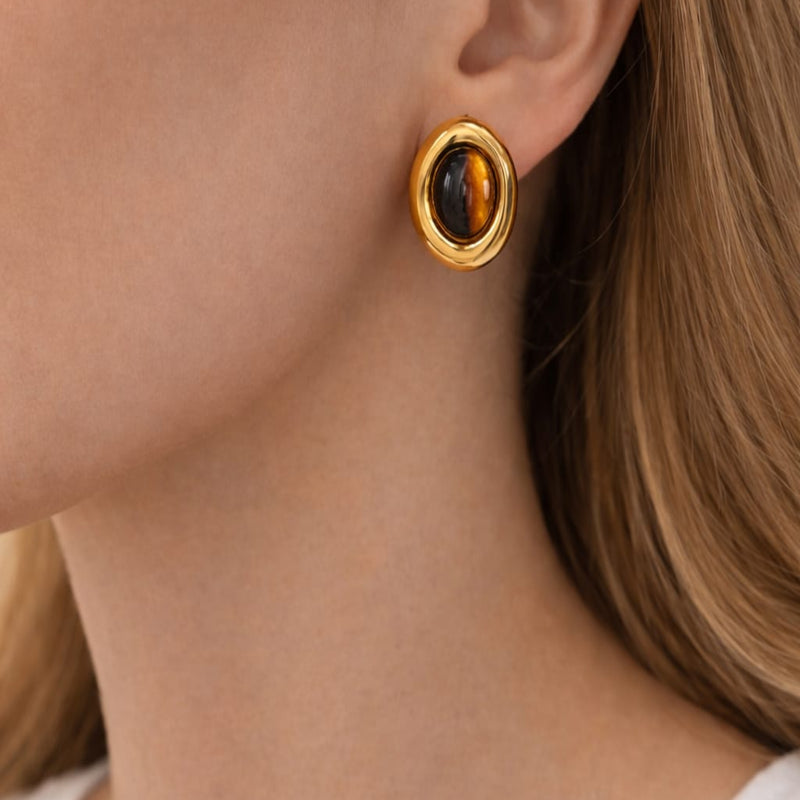 Amber Orbit 18K Gold Plated Earrings