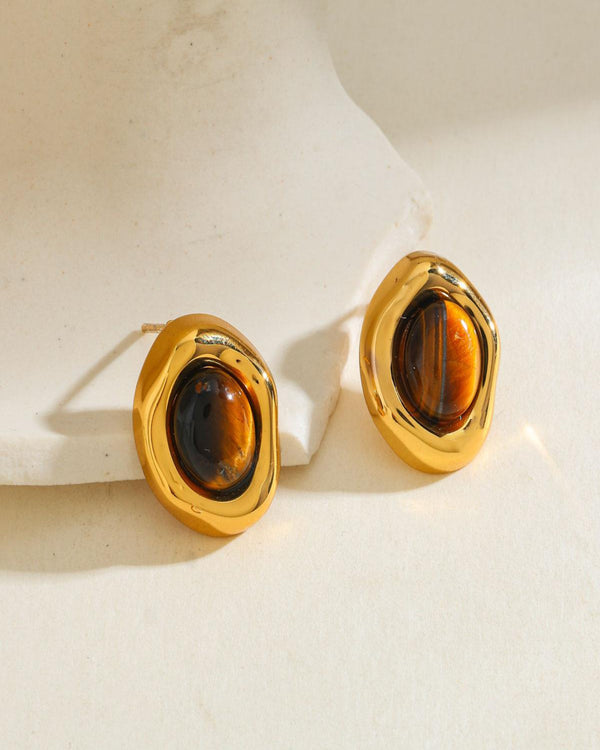 Amber Orbit 18K Gold Plated Earrings
