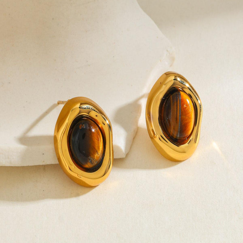 Amber Orbit 18K Gold Plated Earrings