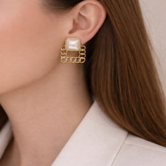 Lunar Frame Stud Earrings