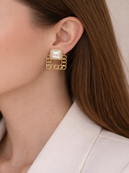 Lunar Frame Stud Earrings