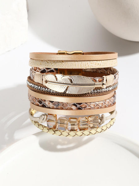 Elara Bold Bracelet (PU Leather, Magnetic Lock)