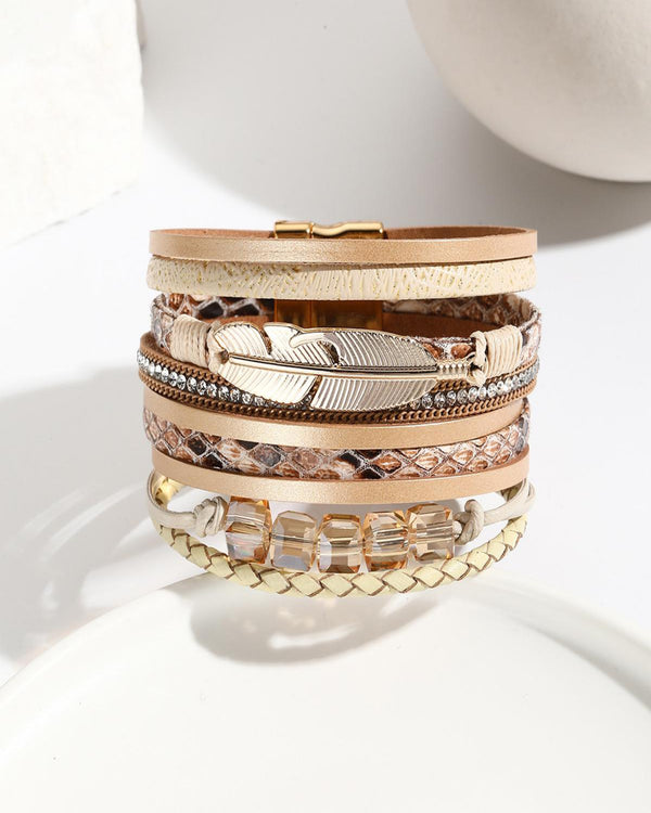 Elara Bold Bracelet (PU Leather, Magnetic Lock)