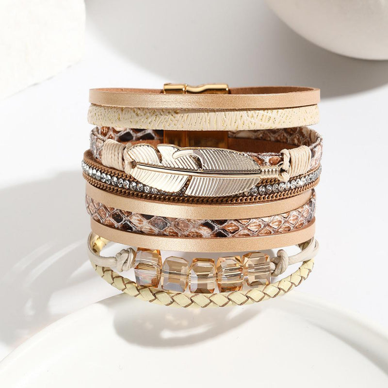 Elara Bold Bracelet (PU Leather, Magnetic Lock)