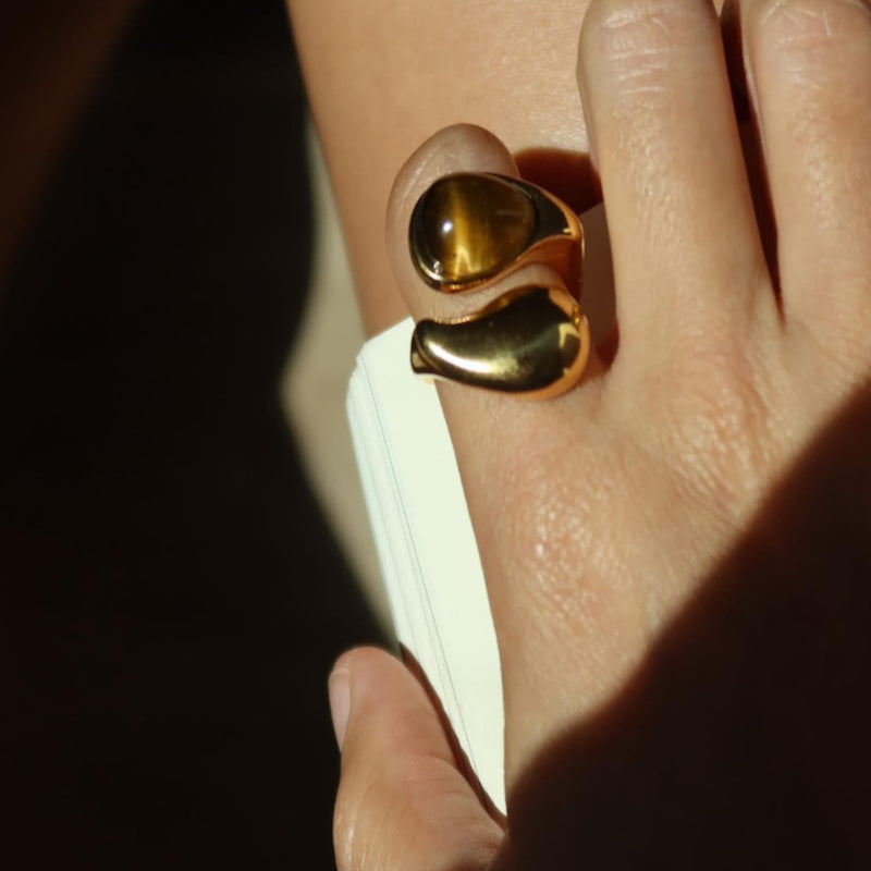 Amber Gold Plated Ring (Adjustable)