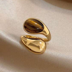 Amber Gold Plated Ring (Adjustable)