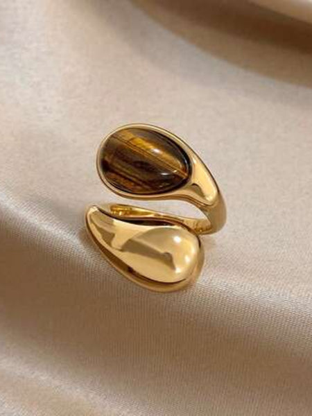 Amber Gold Plated Ring (Adjustable)