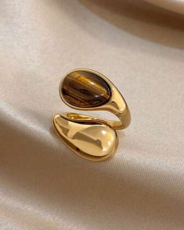 Amber Gold Plated Ring (Adjustable)