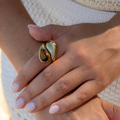 Amber Gold Plated Ring (Adjustable)