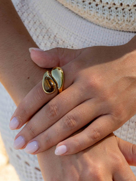 Amber Gold Plated Ring (Adjustable)