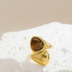 Amber Gold Plated Ring (Adjustable)