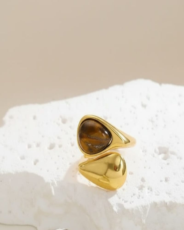 Amber Gold Plated Ring (Adjustable)