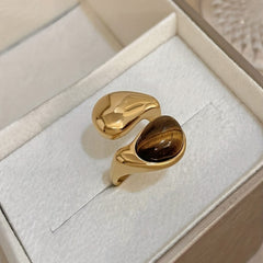 Amber Gold Plated Ring (Adjustable)