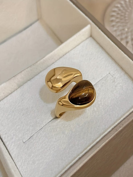 Amber Gold Plated Ring (Adjustable)