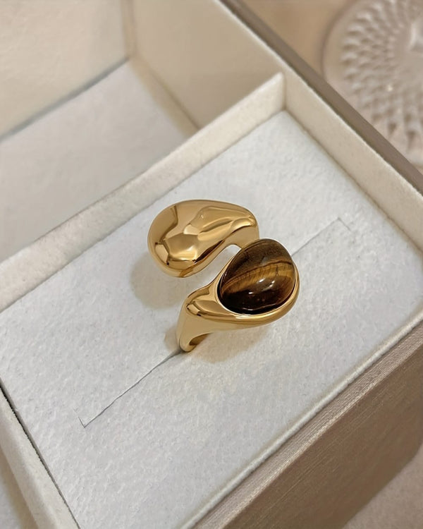 Amber Gold Plated Ring (Adjustable)