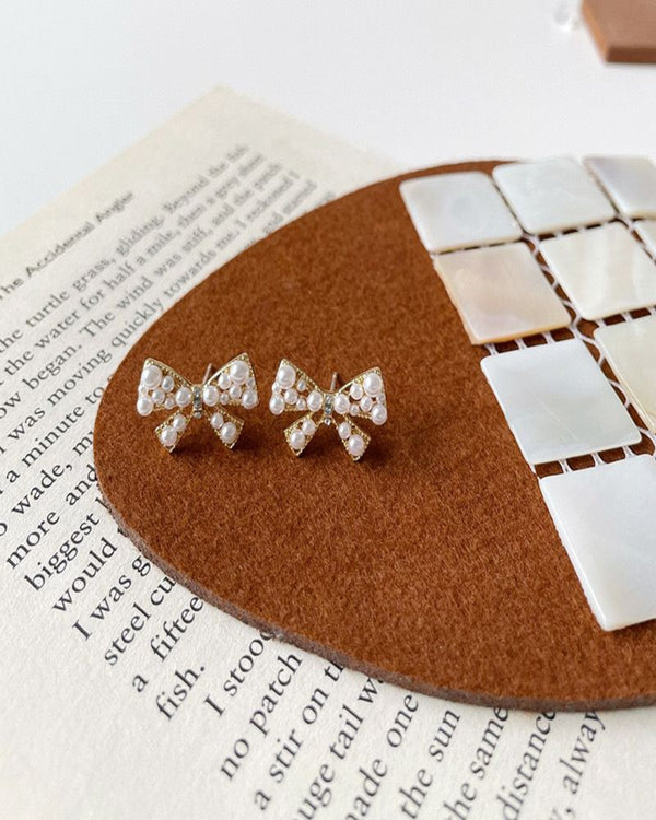 Nova Bow Earrings(Silver Plated)