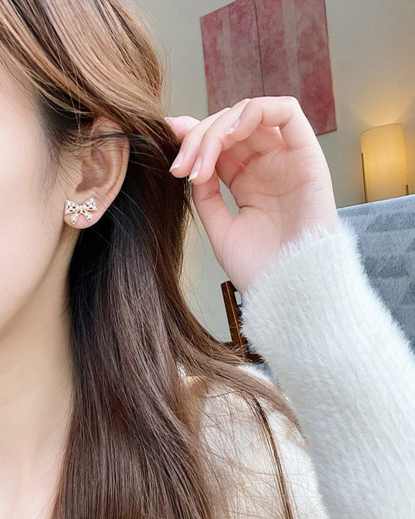 Nova Bow Earrings(Silver Plated)