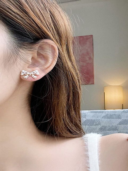 Nova Bow Earrings(Silver Plated)