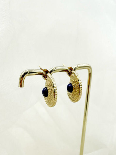 Sapphire Arc 14K Gold Plated Earrings