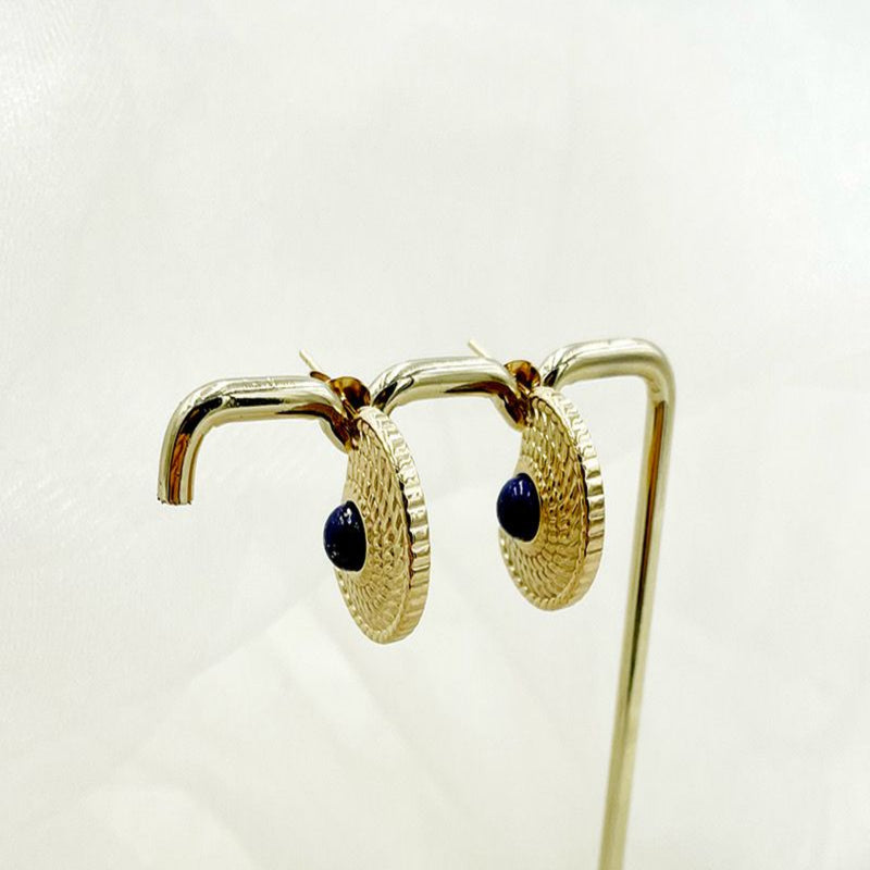 Sapphire Arc 14K Gold Plated Earrings