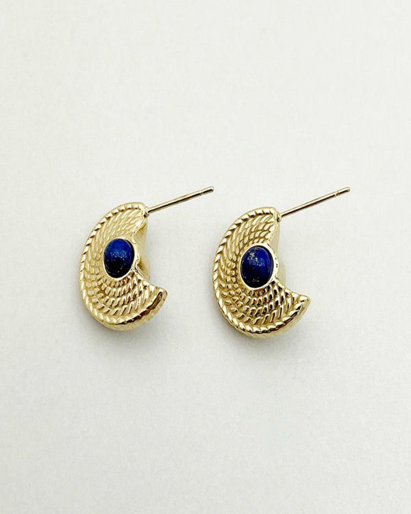 Sapphire Arc 14K Gold Plated Earrings