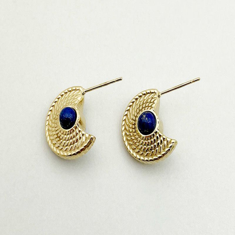 Sapphire Arc 14K Gold Plated Earrings