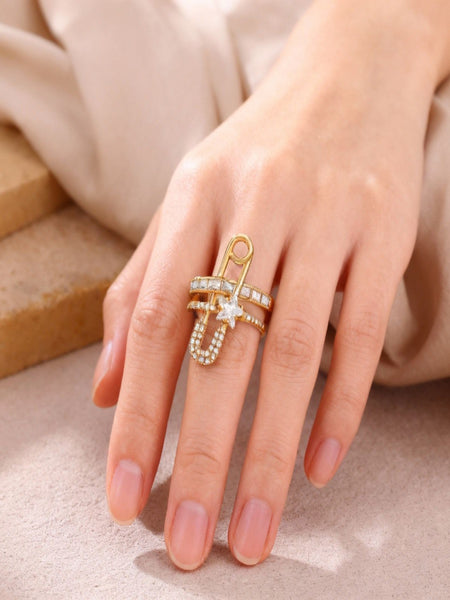 Astra Pin Drop 18k Real Gold Plated Ring