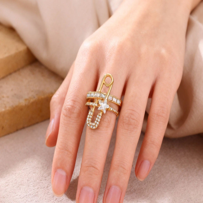 Astra Pin Drop 18k Real Gold Plated Ring