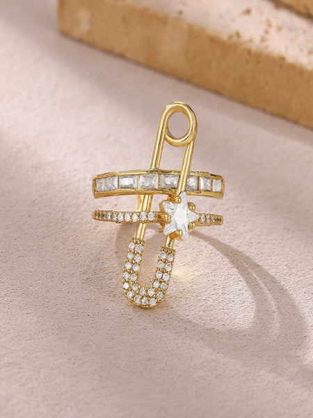 Astra Pin Drop 18k Real Gold Plated Ring