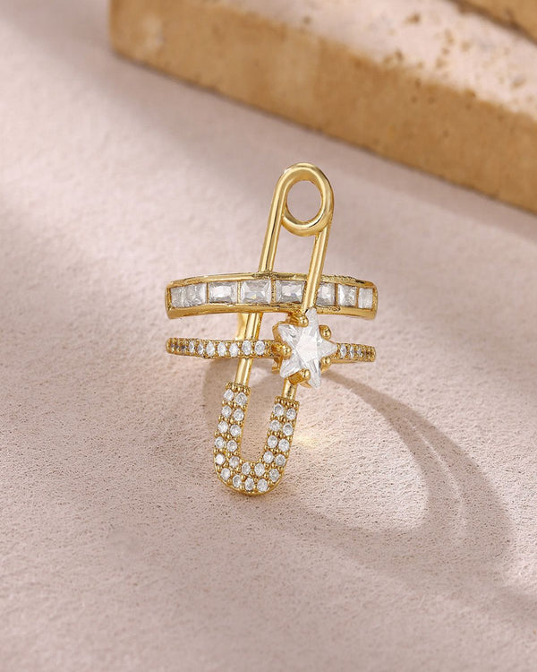 Astra Pin Drop 18k Real Gold Plated Ring