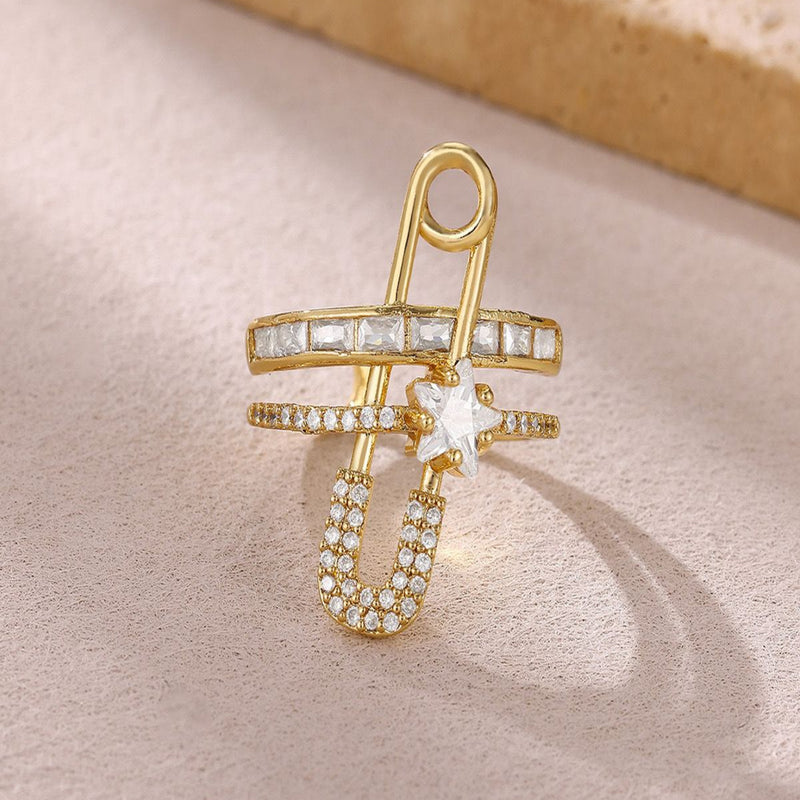 Astra Pin Drop 18k Real Gold Plated Ring