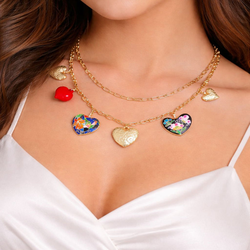 Stellar Heart Charm Gold Plated Chain