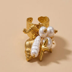 Ocean Charm 18K Gold Plated Ring