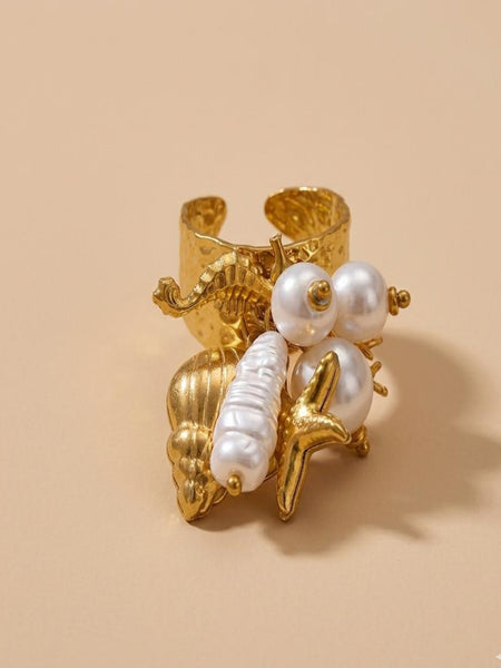 Ocean Charm 18K Gold Plated Ring