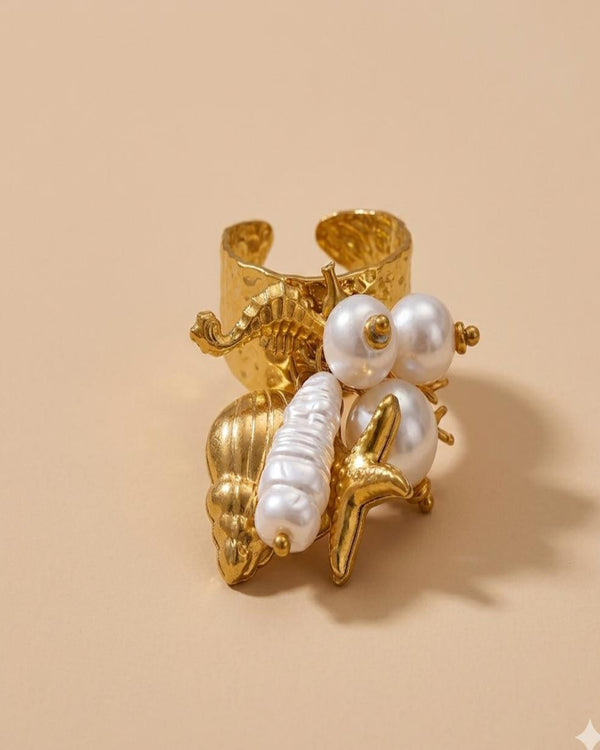 Ocean Charm 18K Gold Plated Ring