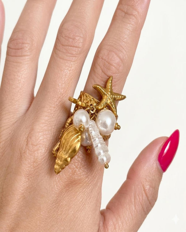 Ocean Charm 18K Gold Plated Ring