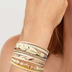 Elara Bold Bracelet (PU Leather, Magnetic Lock)