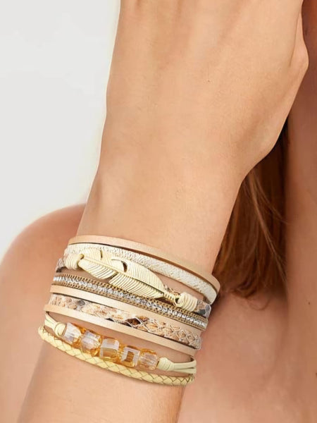 Elara Bold Bracelet (PU Leather, Magnetic Lock)