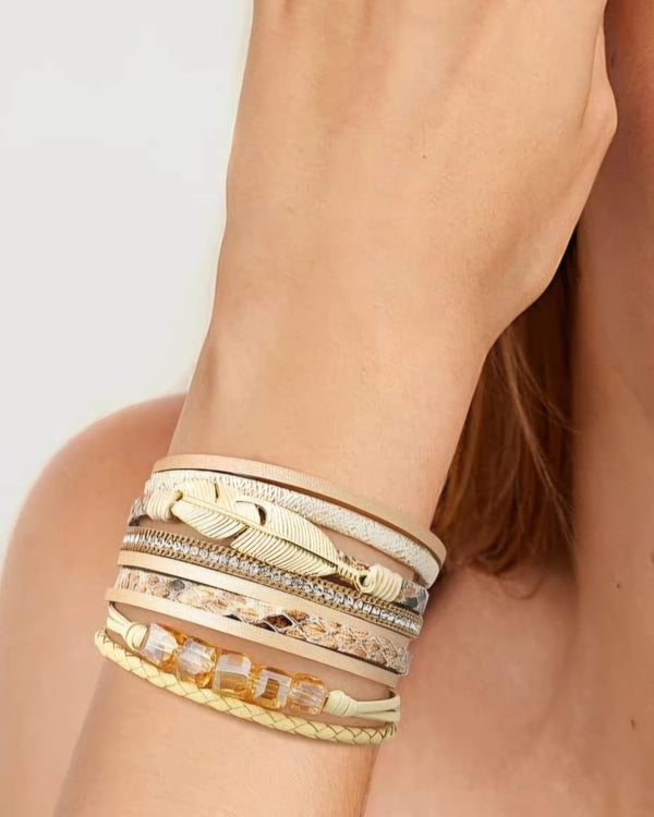 Elara Bold Bracelet (PU Leather, Magnetic Lock)