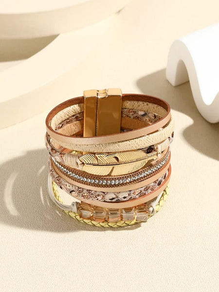 Elara Bold Bracelet (PU Leather, Magnetic Lock)